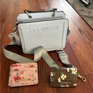 Steve Madden Light Gray Crossbody Bag with Floral Accents